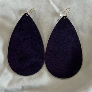 Nickel & Suede Dark Plum Purple Suede Teardrop, Large